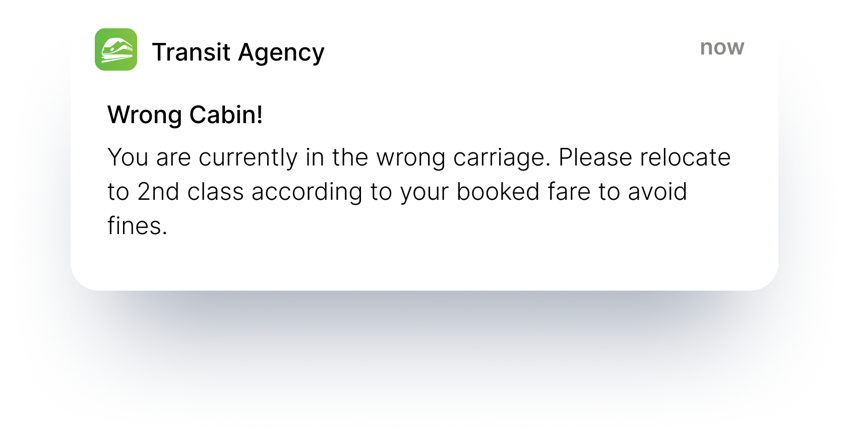 image of text message informing 'wrong cabin'